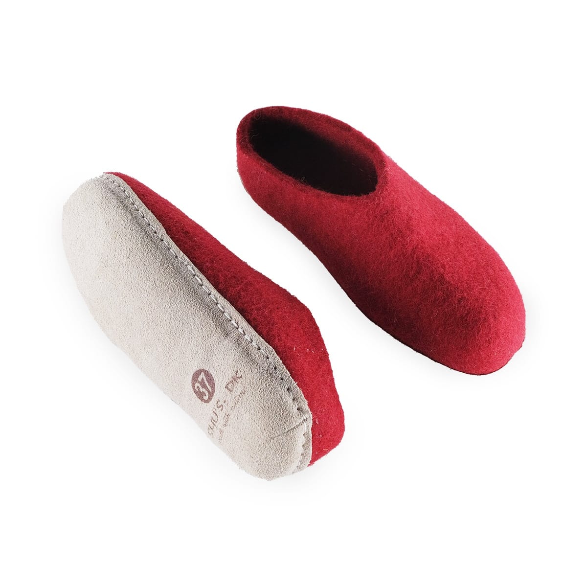 Uldtøffel (100% ren uld) m/sål i skind - Dansk Design fra SHUS