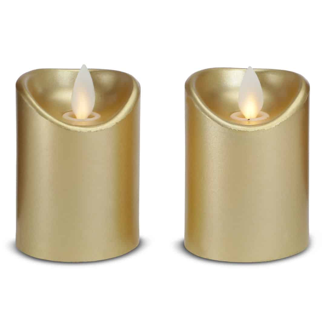 LED stearinlys - 2 stk. - 7 cm - m/3D flamme - (flere farver)