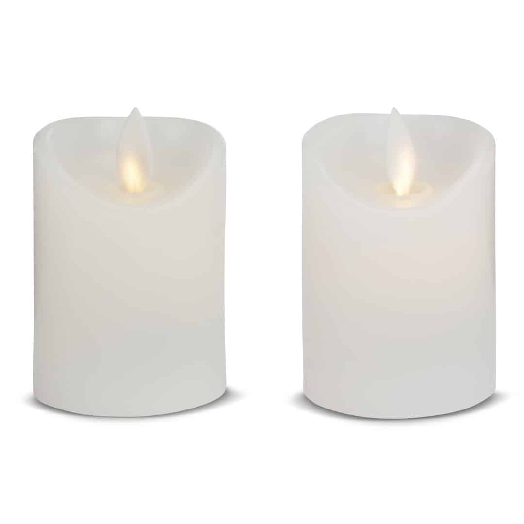 LED stearinlys - 2 stk. - 7 cm - m/3D flamme - (flere farver)