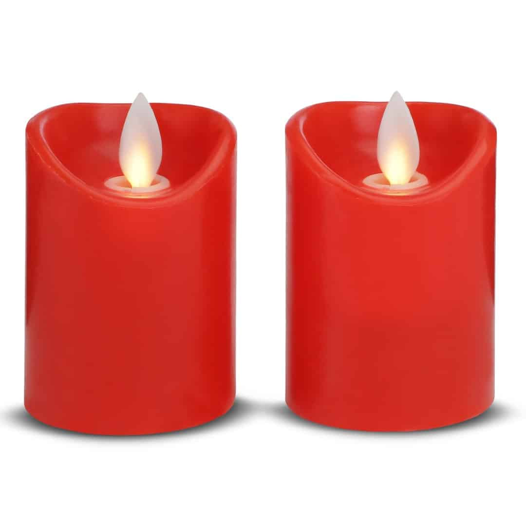 LED stearinlys - 2 stk. - 7 cm - m/3D flamme - (flere farver)