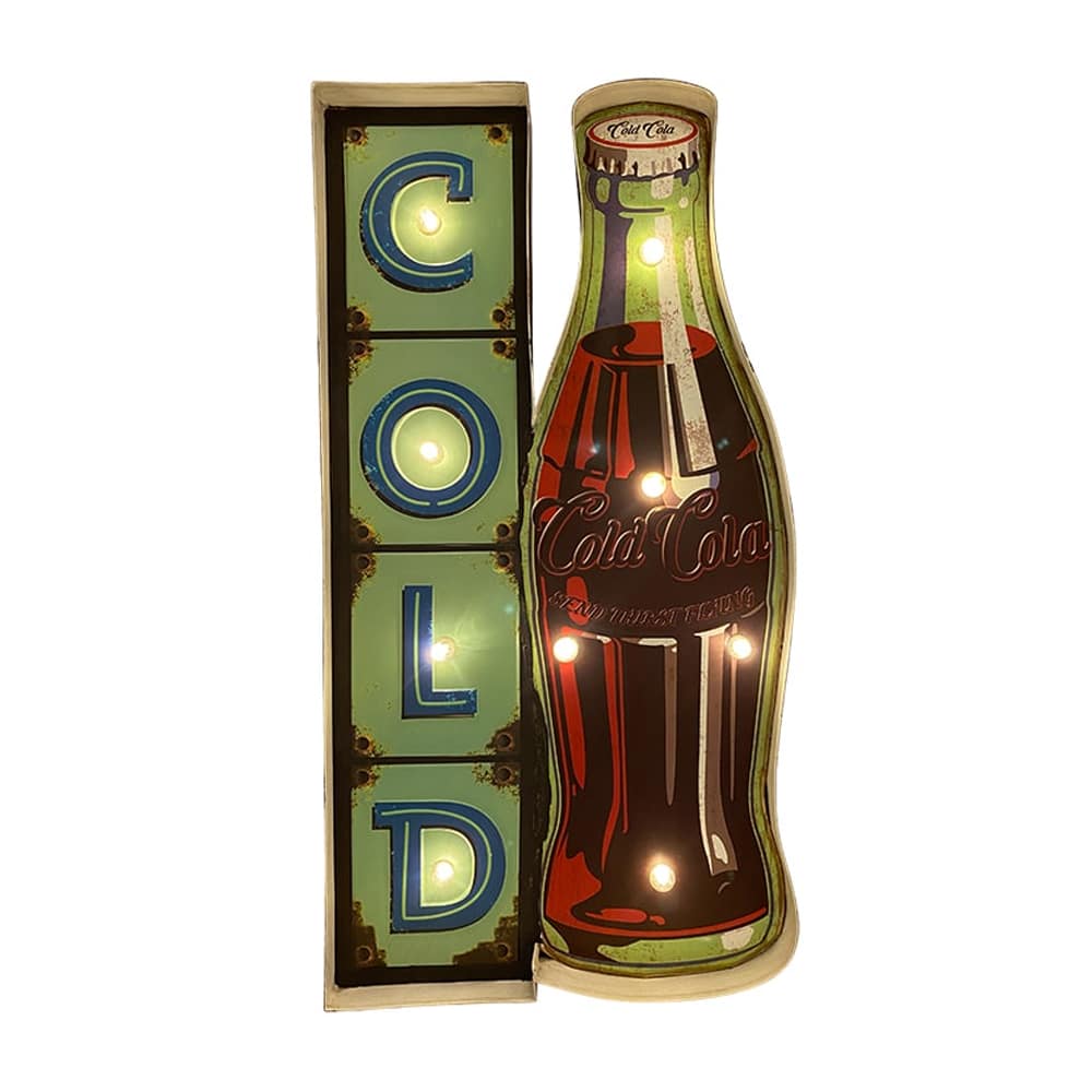 Retro Skilt COLD COLA med lys