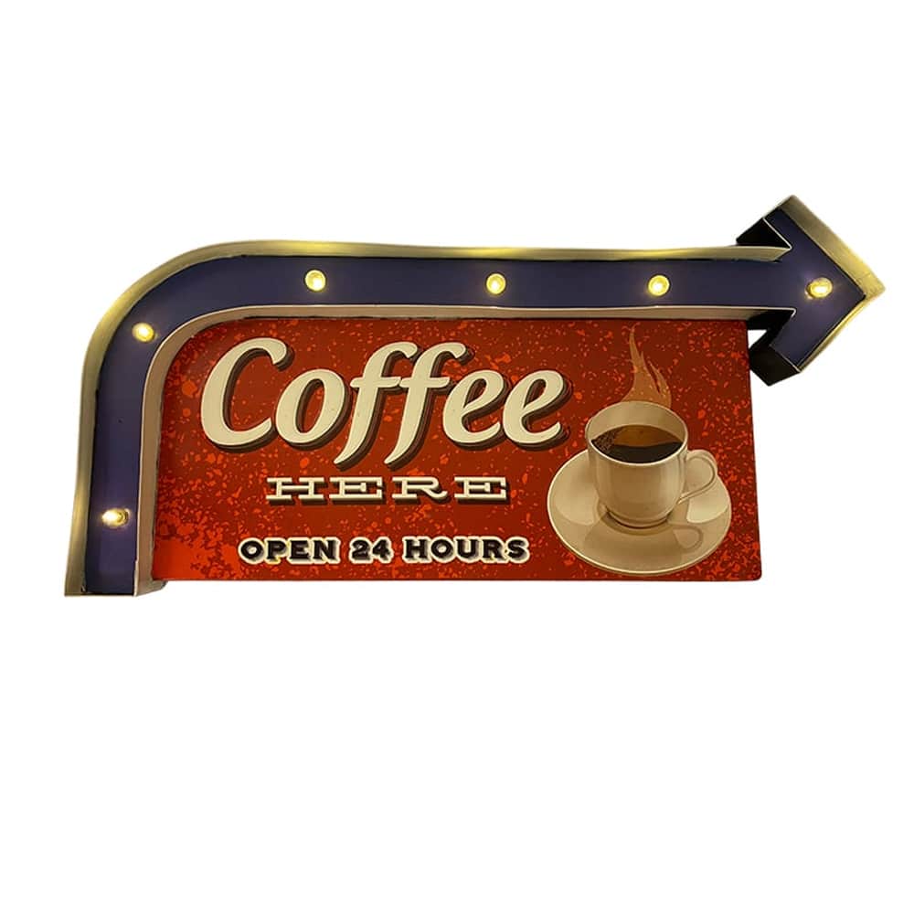 Retro Skilt COFEE med lys