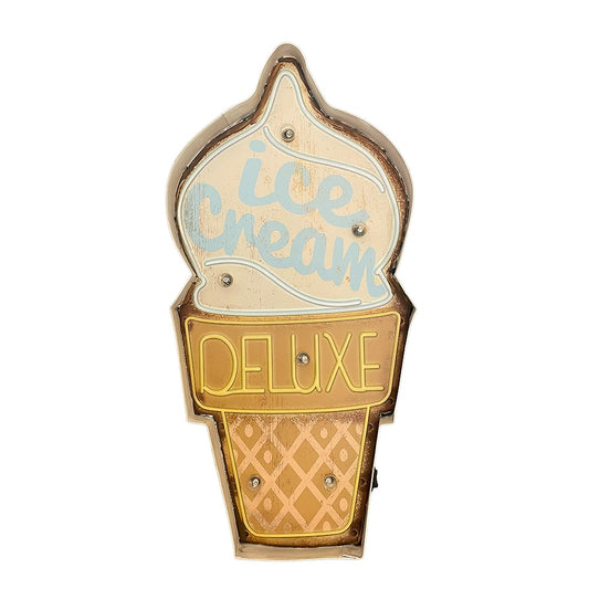 Retro Skilt ICE CREAM DELUXE med lys