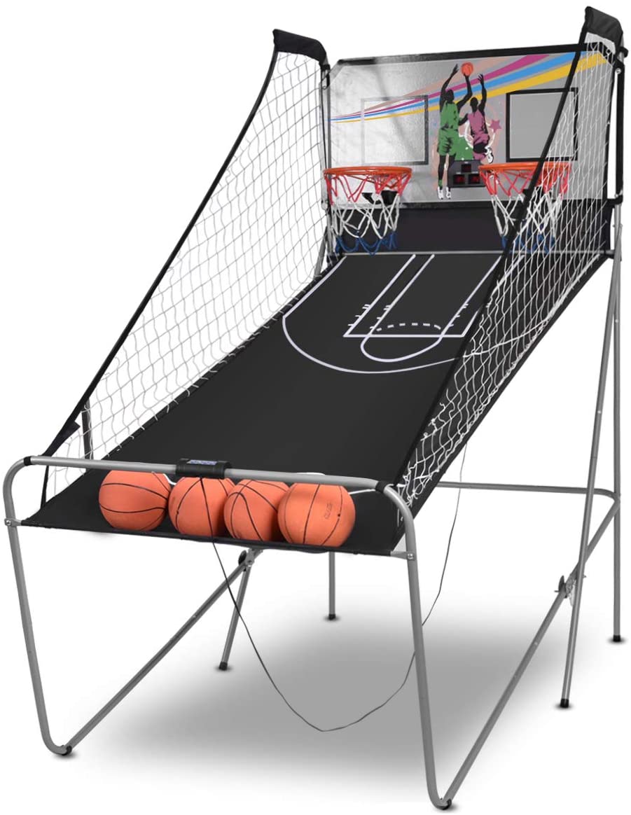 Basketball spil med elektronisk scoreboard og 4 bolde