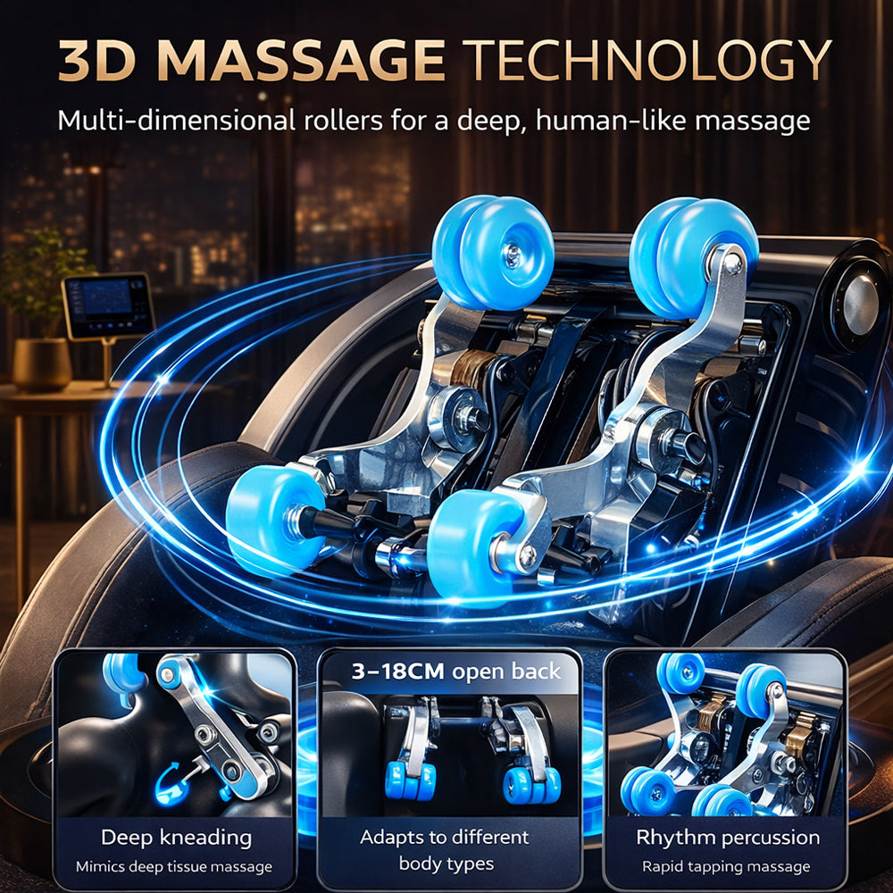 Massagestol 3D kropsscanning, SL-skin­ne, 32 airbags, varme i lænd/ben & Zero Gravity