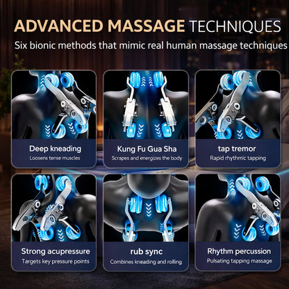 Massagestol 3D med kropsscanning, SL-skinne, lufttryksmassage, varme i ben/lænd & Zero Gravity - Model 988Q6
