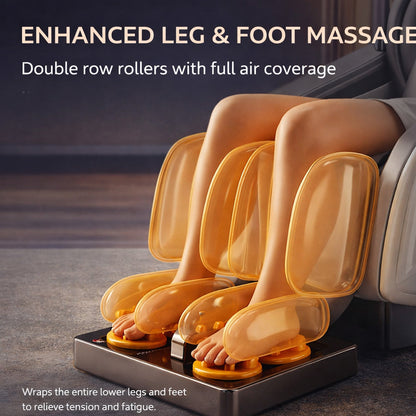 Massagestol 3D med kropsscanning, SL-skinne, lufttryksmassage, varme i ben/lænd & Zero Gravity