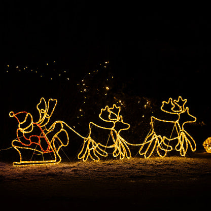 Julemand, Rensdyr og Kane - 230 cm med LED-Lys -
