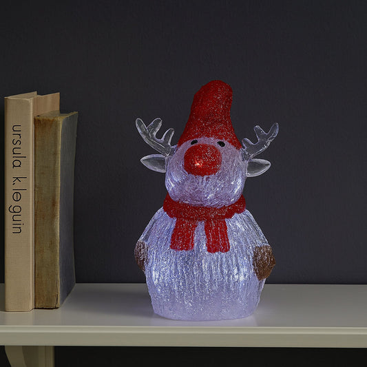 Rensdyr Akryl - højde 21 cm med LED-Lys