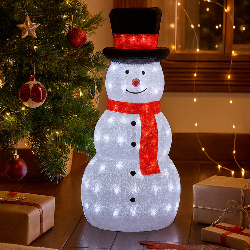 Snemand Akryl - højde 80 cm med LED-lys -