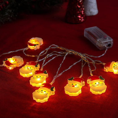 Lyskæde 2 Meter med 10 Julemænd og gran i huen - Batteridrevet -