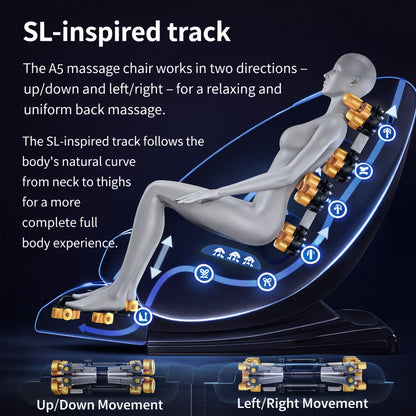 Massagestol - Varmeterapi, AI-styring, Zero Gravity - Model A5 Plus