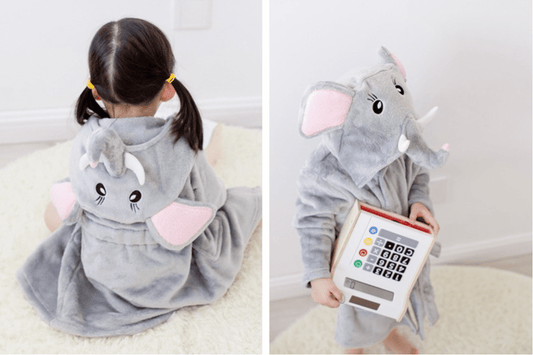 Badekåbe/morgenkåbe til børn m/hætte - flere søde dyremodeller