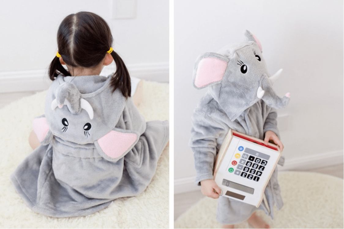 Badekåbe/morgenkåbe til børn m/hætte - flere søde dyremodeller