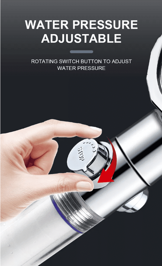 Vandbesparende bruse hoved med temperaturkontrol i farverig LED lys