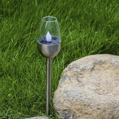 Bedlampe/fakkel 2 stk. m. pulserende flamme 27 cm. (Solcelle m/spyd)