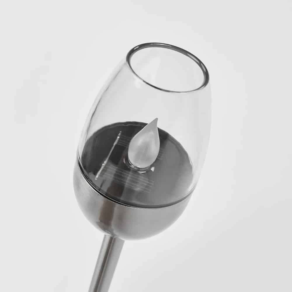 Bedlampe/fakkel 2 stk. m. pulserende flamme 27 cm. (Solcelle m/spyd)