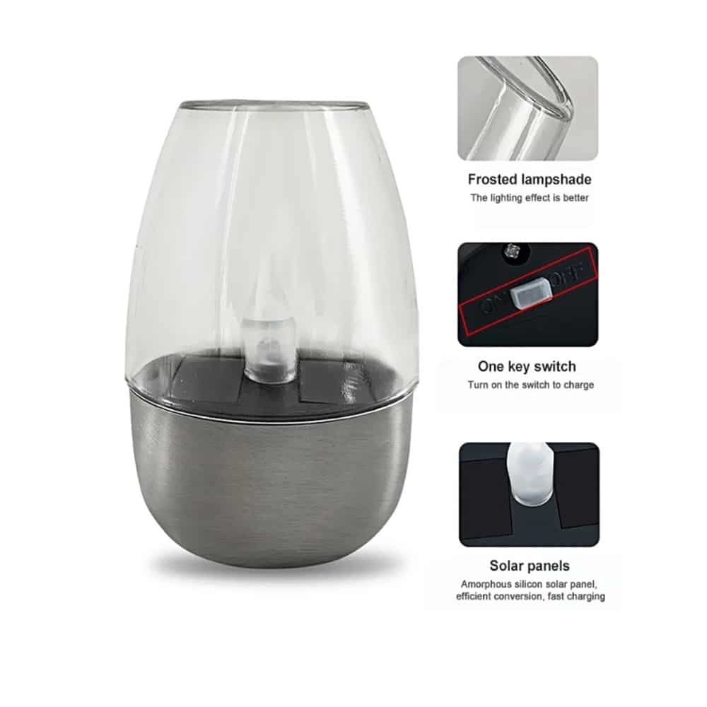 Bedlampe/fakkel 2 stk. m. pulserende flamme 27 cm. (Solcelle m/spyd)