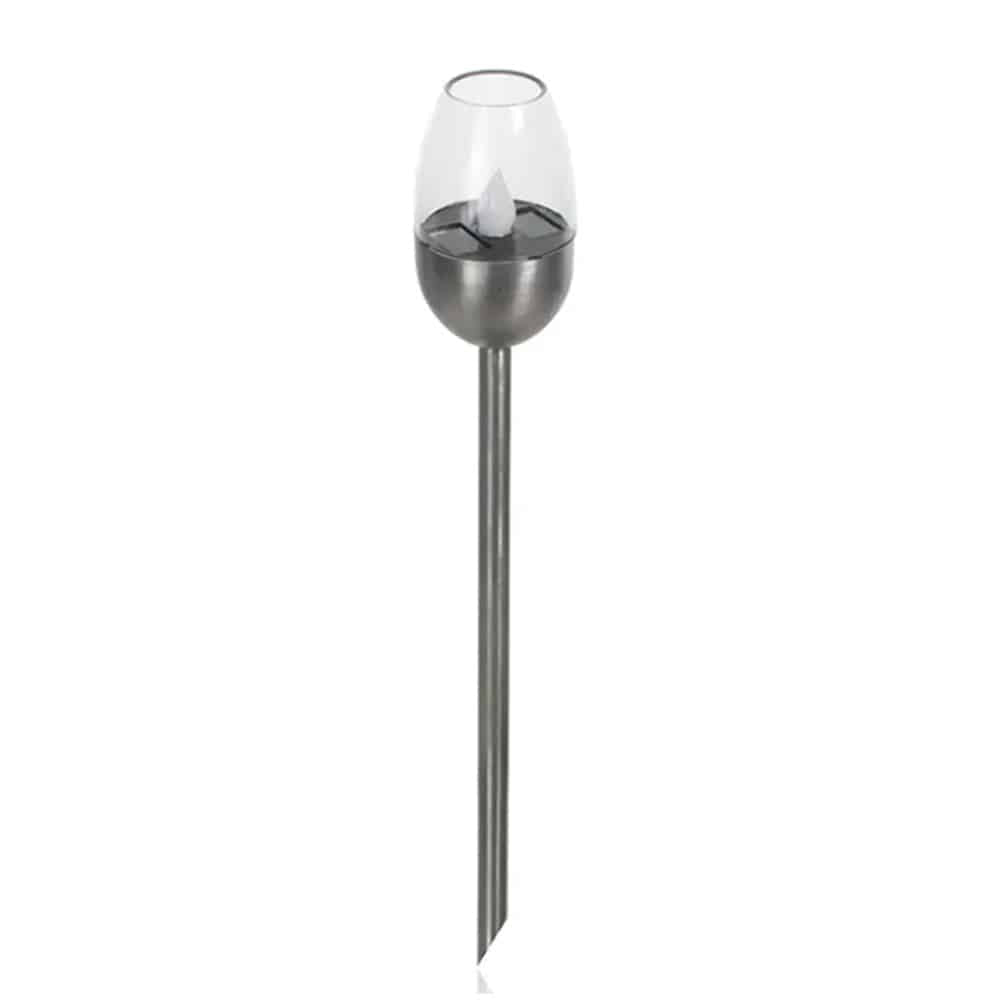 Bedlampe/fakkel 2 stk. m. pulserende flamme 27 cm. (Solcelle m/spyd)