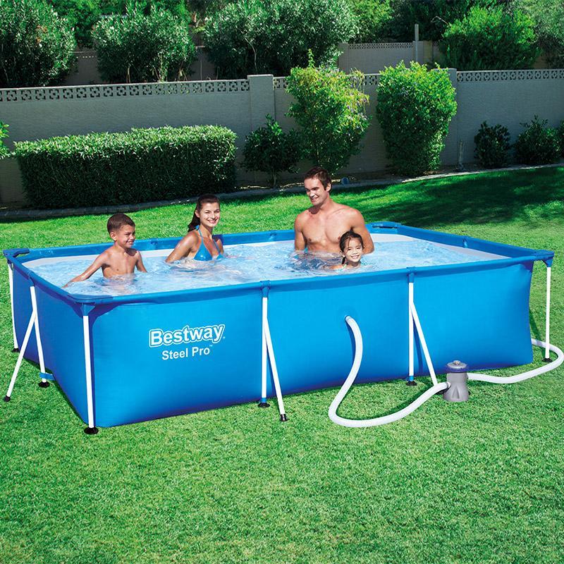 Pool 3300L - Rektangulær m/ metal ramme 300 x 201 x 66 cm fra Bestway