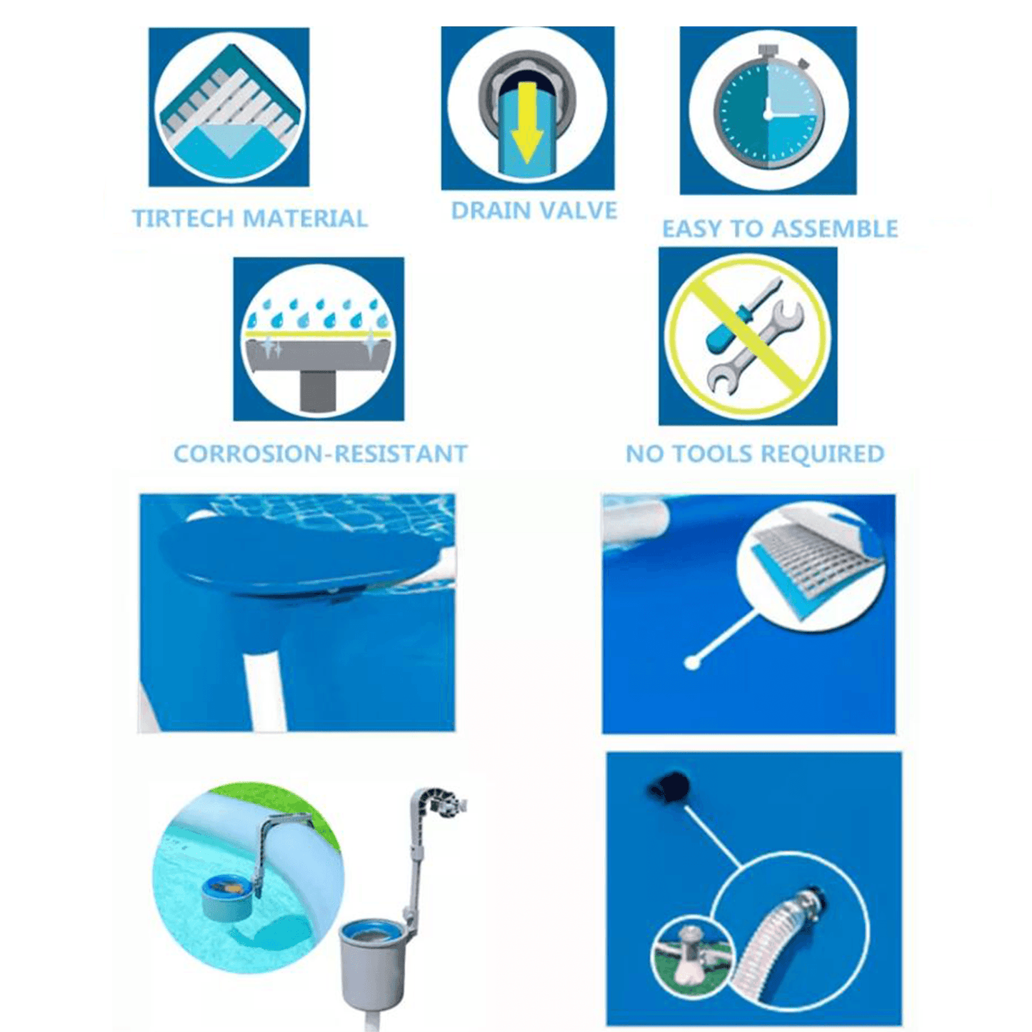 Pool 1200L fra Bestway -Rektangulær m/metal ramme 221 x 150 x 43 cm