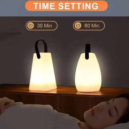 Bordlampe LED med hank - firkantet eller oval - RGB farveskift -