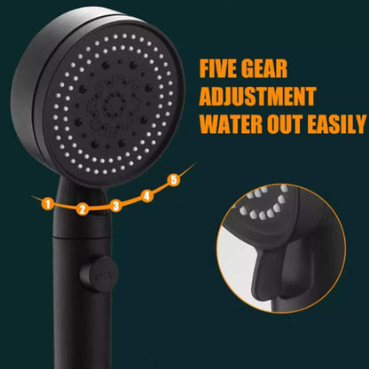 Vandbesparende brusehoved m/5 funktioner (spare op til 40% vand) - sort