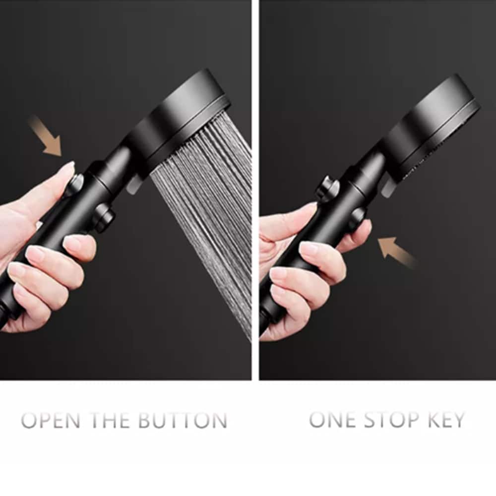 Vandbesparende brusehoved m/5 funktioner (spare op til 40% vand) - sort