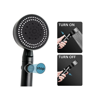 Vandbesparende brusehoved m/5 funktioner (spare op til 40% vand) - sort