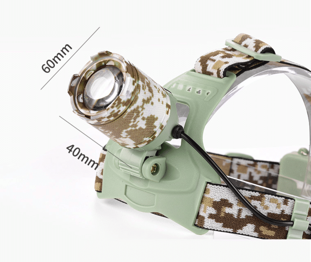 Pandelampe med camouflage - kraftig m/3 indstillinger