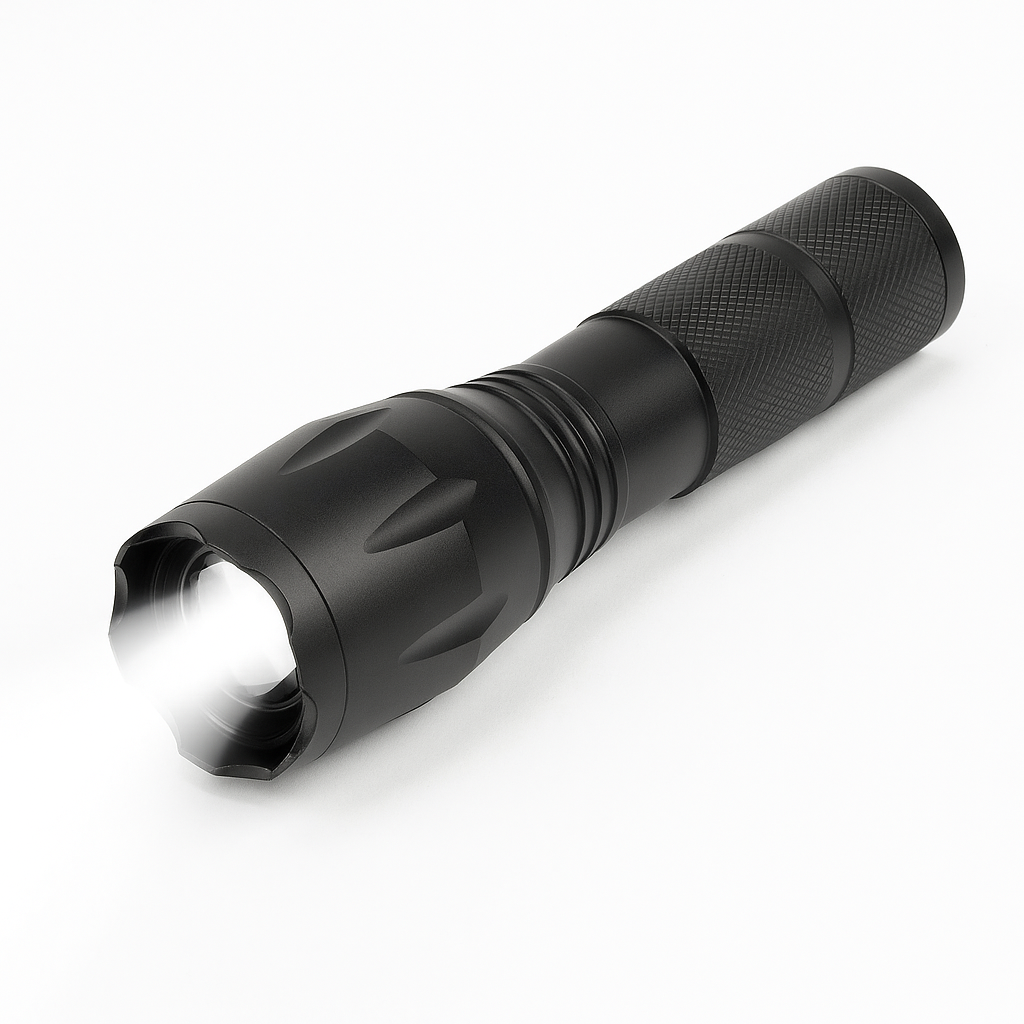 Taclight LED zoom lommelygte (vandtæt og stødsikker) m/5 funktioner