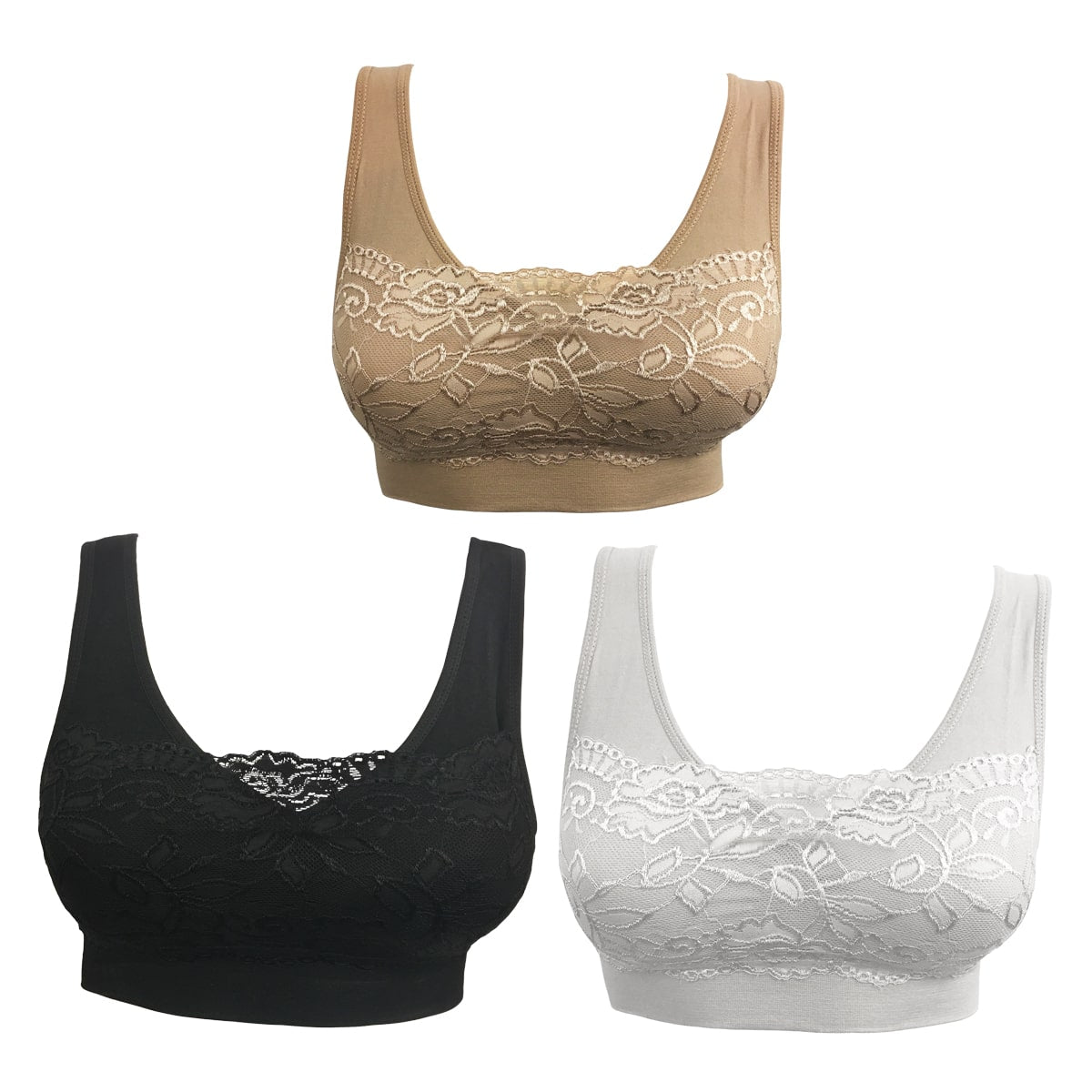 Comfort Bra - pakke med 3 stk. (BH med blonder)