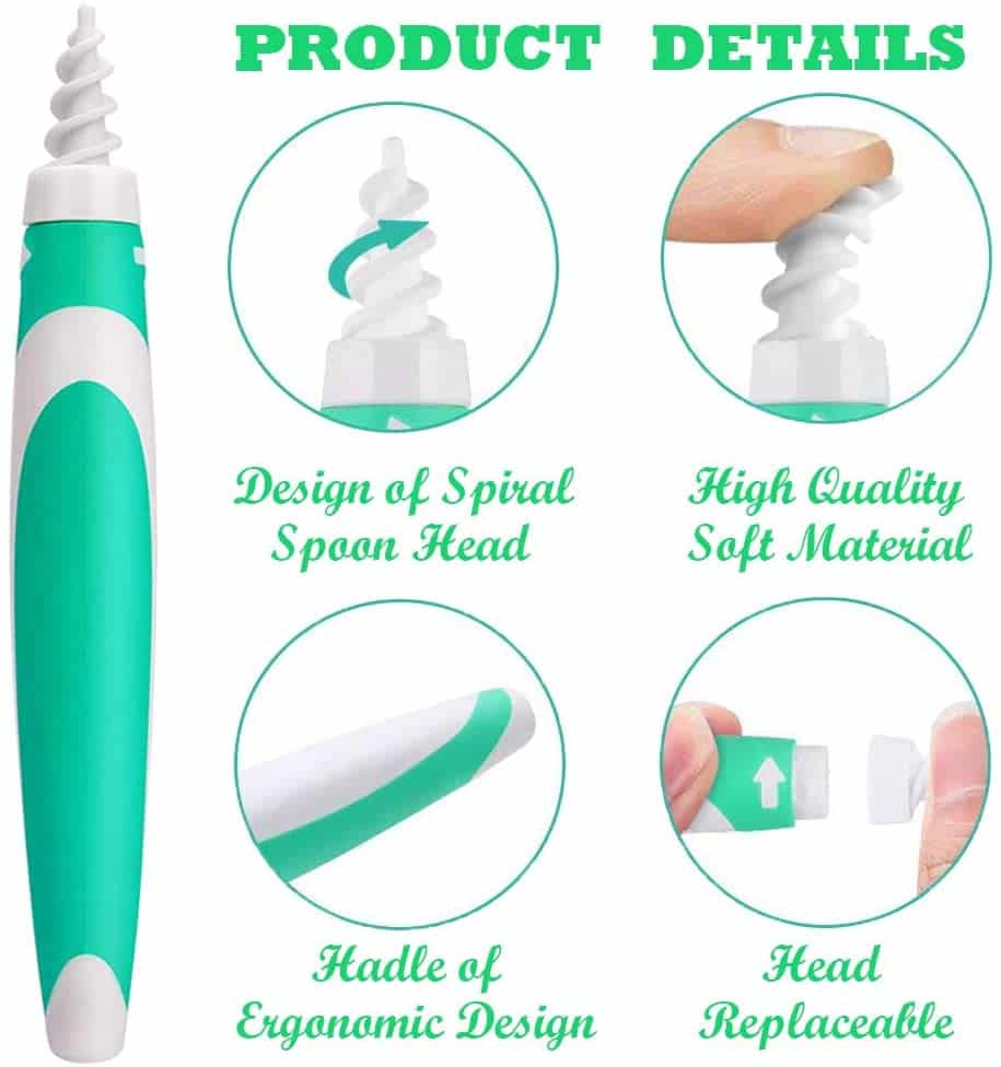 Øre-renser med spiral (genanvendelig og miljøbevidst)