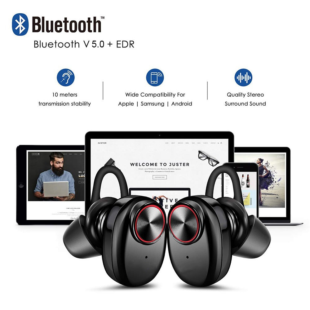 Trådløse in-ear Høretelefoner Bluetooth V5.0 (sort)