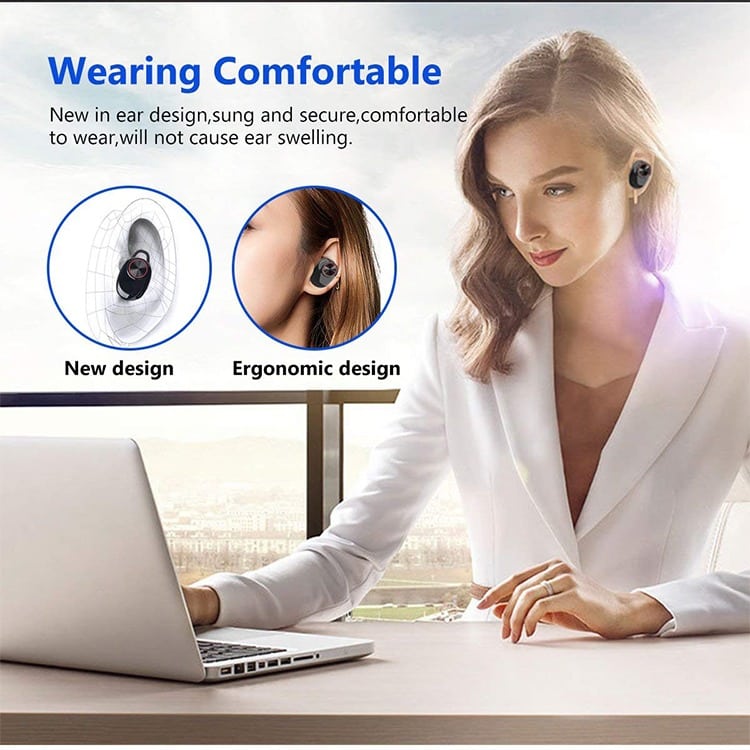 Trådløse in-ear Høretelefoner Bluetooth V5.0 (sort)