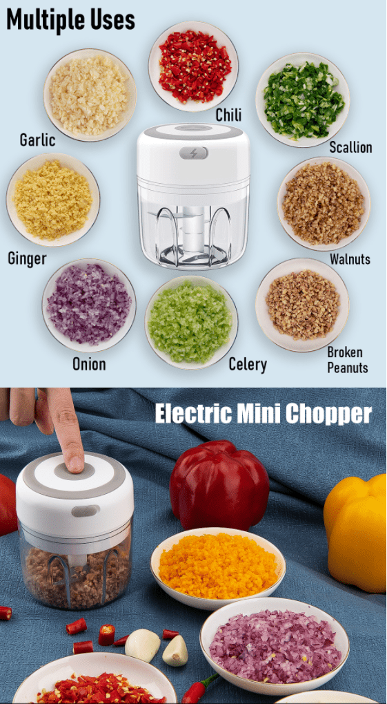 Genopladelig Minihakker (USB) 100 eller 250 ml.