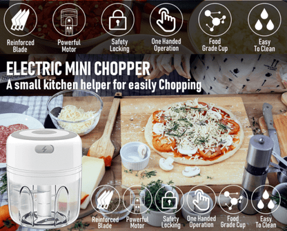 Genopladelig Minihakker (USB) 100 eller 250 ml.