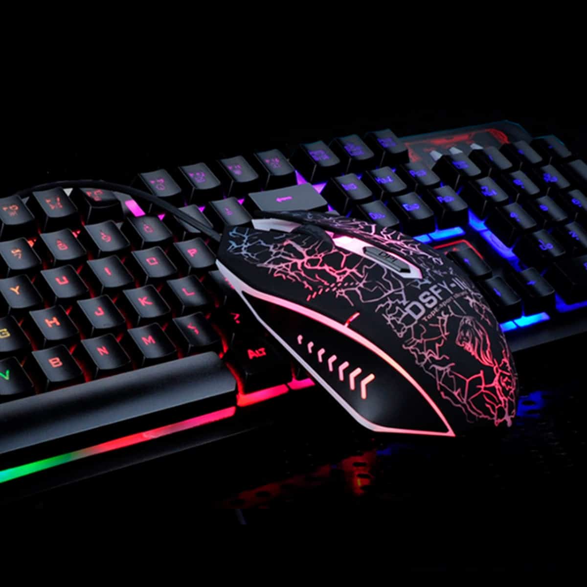 Gaming tastatur & mus med backlight LED