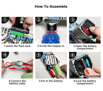 Gel Blaster Elektrisk Maskinpistol - inkl. gelékugler - rækkevidde på 20+ meter - (Ekstra stort batteri)