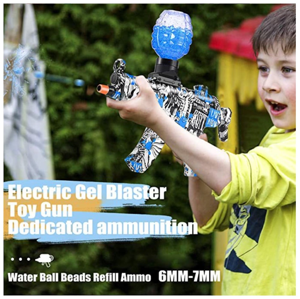 Gel Blaster Elektrisk Maskinpistol - inkl. gelékugler - rækkevidde på 20+ meter - (Ekstra stort batteri)