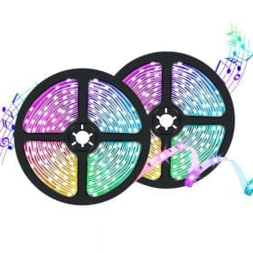 LED Strip lyskæde 5 meter med Bluetooth, Fjernbetjening og MusiksensorC