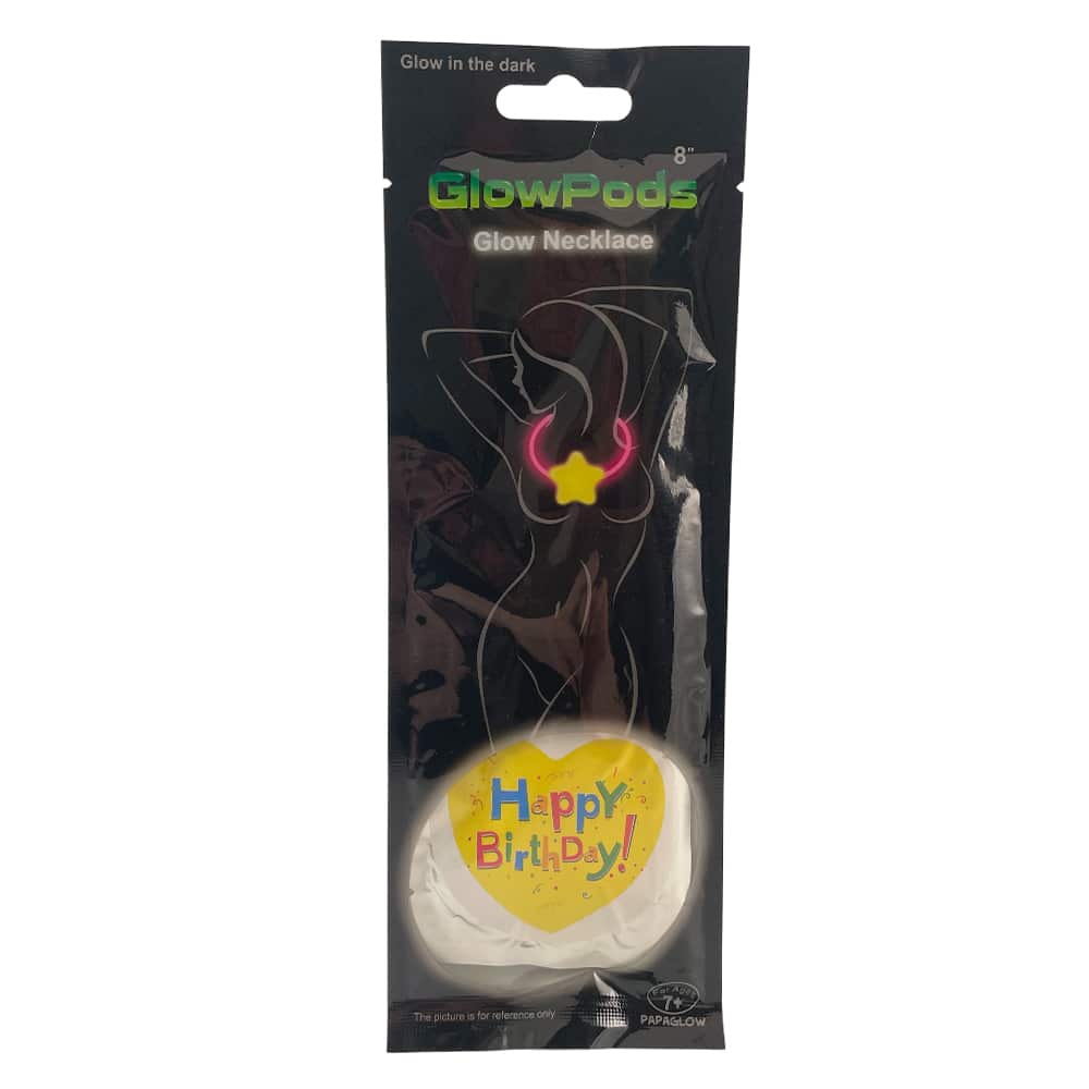 Halskæde m/hjerte- Selvlysende glow stick - 2 modeller