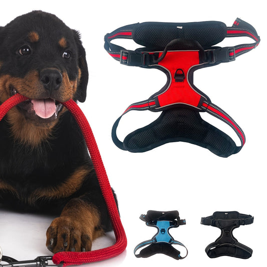 Blød Luksus Hundesele m/refleks - robust & vandfast - rød, sort eller blå