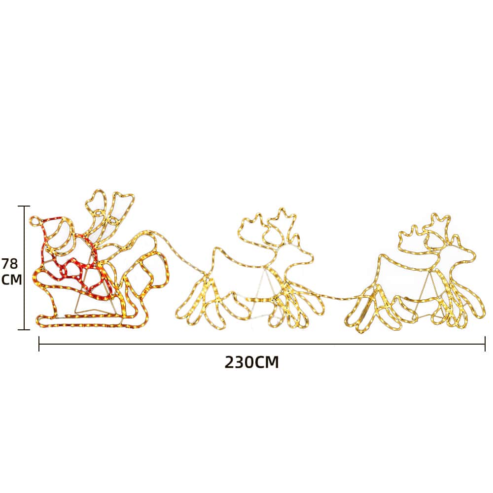 Julemand, Rensdyr og Kane - 230 cm med LED-Lys -