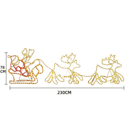 Julemand, Rensdyr og Kane - 230 cm med LED-Lys -