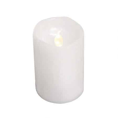 LED bloklys i plastik - 6 stk. - 7,4 cm - m/3D flamme - hvid