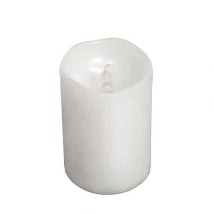 LED bloklys i plastik - 6 stk. - 7,4 cm - m/3D flamme - hvid