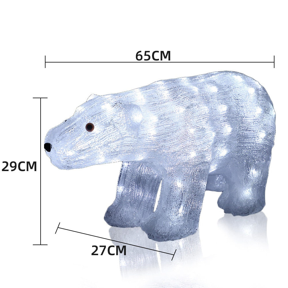 Isbjørn Akryl - højde 29 cm med LED-lys -