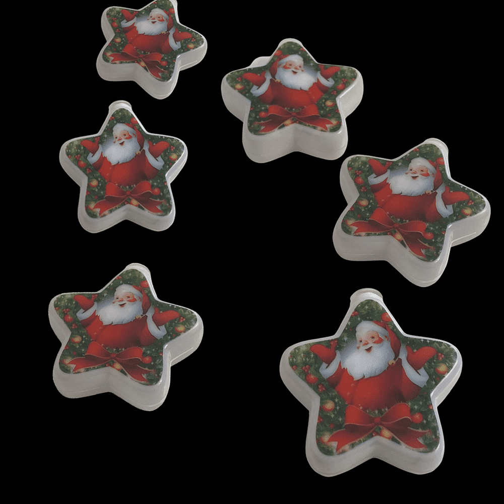 LED-lyskæde Julemænd stjerner 10 stk. i grantræ m/sløjfe (2.5 meter)