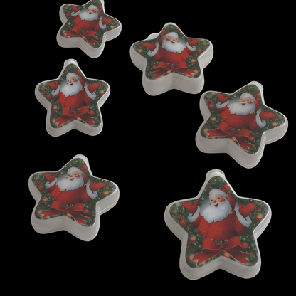 LED-lyskæde Julemænd stjerner 10 stk. i grantræ m/sløjfe (2.5 meter)